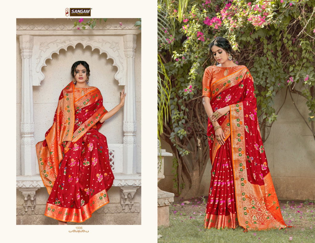 Sangam Shreelekha Latest Fancy Designer  Pure Silk Sarees Collection